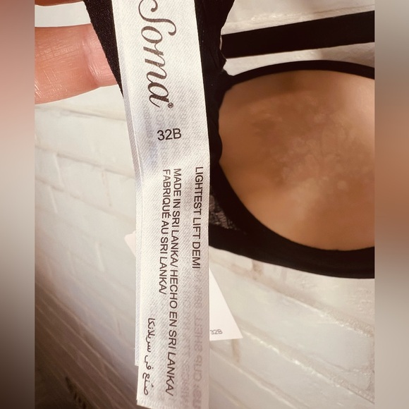 NWT Soma Lightest Lift Lined Demi Underwire Lace Bra 32 B Black #0300 - Picture 8 of 12